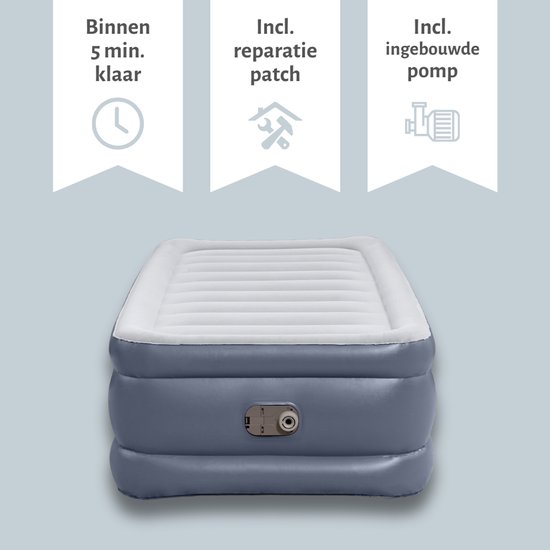 Bestway luchtbed - 1-Persoons - 97 x 191 x 51 cm - Grijs - Inclusief pomp - Hoeslaken en Reparatieset van Bestway — afbeelding 4