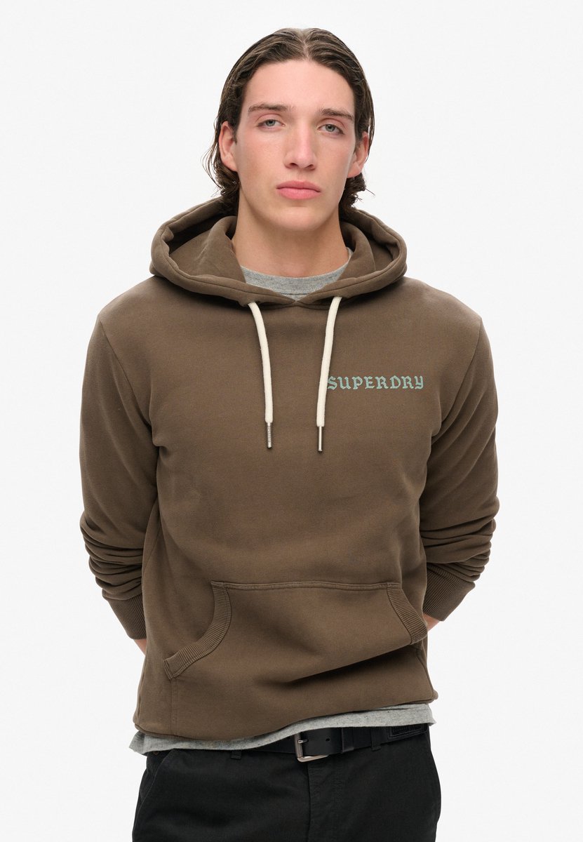 Superdry Tattoo Graphic hoodie Heren Hoodies Khaki