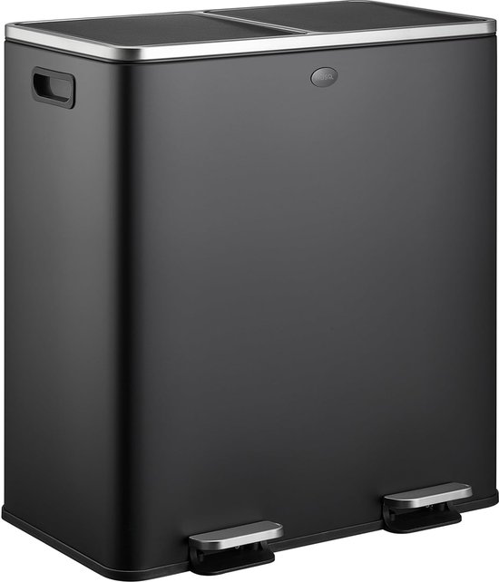 SVITA TM3X18 Pedaalemmer 54 Liter Afvalemmer Design Zilver Afvalscheiding Prullenmand Keuken Ordening Scheidingssysteem Wit 1257418397