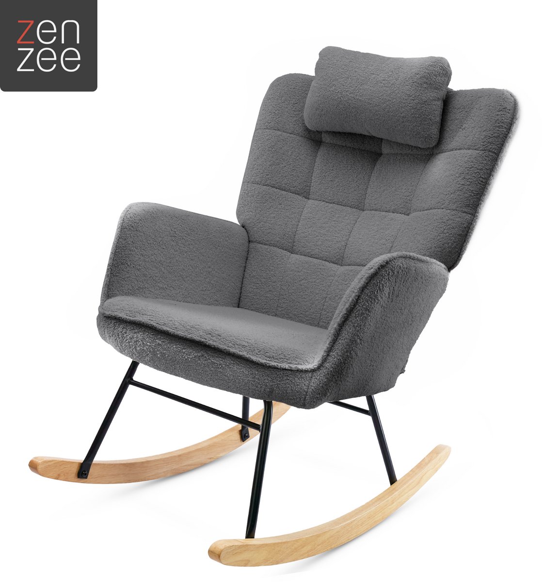 Schommelstoel - Stoelen - Meubels - Fauteuil - Grijs - 92 cm x 71 cm x 101 cm — afbeelding 14