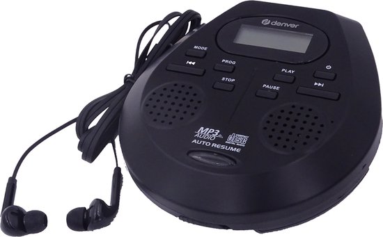 Denver Discman – Draagbare CD & MP3 speler – Anti shock – Ingebouwde speakers – Inclusief Oordopjes – CD, CD-R, CD-RW, MP3 – DMP395