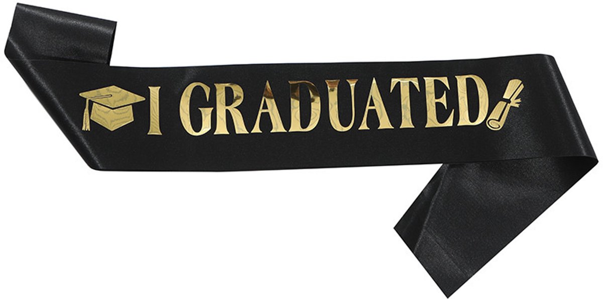 BTH - Sjerp - Geslaagd - Versiering - I Graduated - Graduation - Photobooth - Blauw & Goud - 1 Stuk