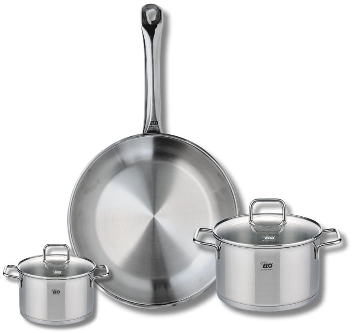 Set van 1 Koekenpan 28 cm en 2 kookpotten 12 en 16 cm Elo Profi Citrin