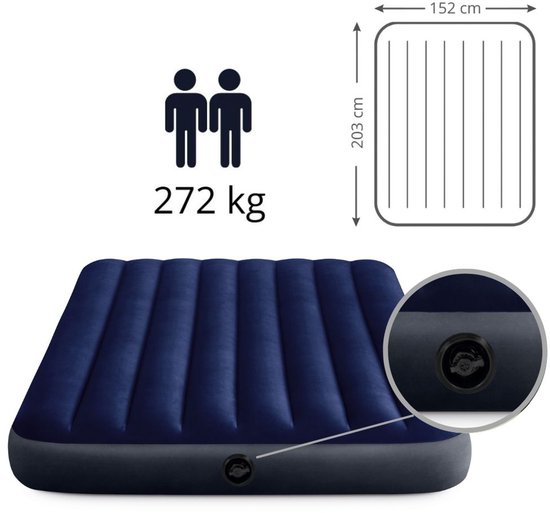Intex Luchtbed - 2-Persoons - 152 x 203 x 25 cm cm - Blauw - Inclusief en Hoeslaken van Intex — afbeelding 4