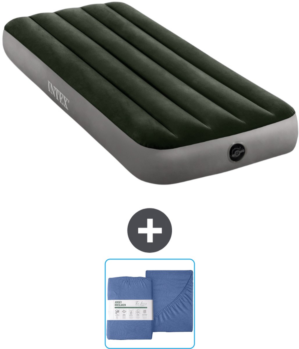 Intex Luchtbed - 1-Persoons - 76 x 191 x 25 cm - Groen - Inclusief en Hoeslaken