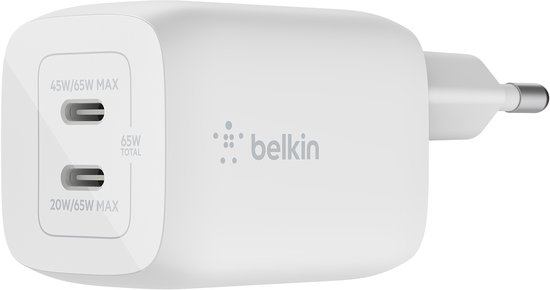 Belkin - Boost-Up Charge Pro Adapter - 2-poorts - USB-C - 65W - Wit