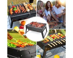 Soroh® - Opvouwbare BBQ -Draagbare opvouwbare grill met rooster -Portable Vouw Barbecue - Festival BBQ - Camping - Tafel - Zomer - Rechthoekig - 40 x 27 x 20cm - Zwart