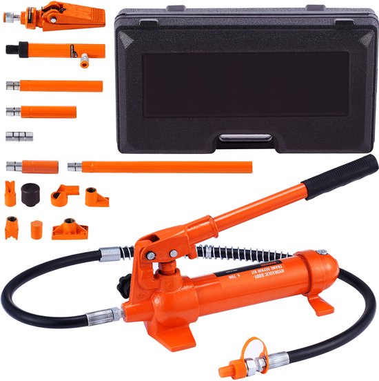 Cric hydraulique portatif, avec tuyau d'huile de 1,2 m, kit de réparation de carrosserie avec étui de rangement, pour réparation automobile, camion, ferme, 8 800 lb