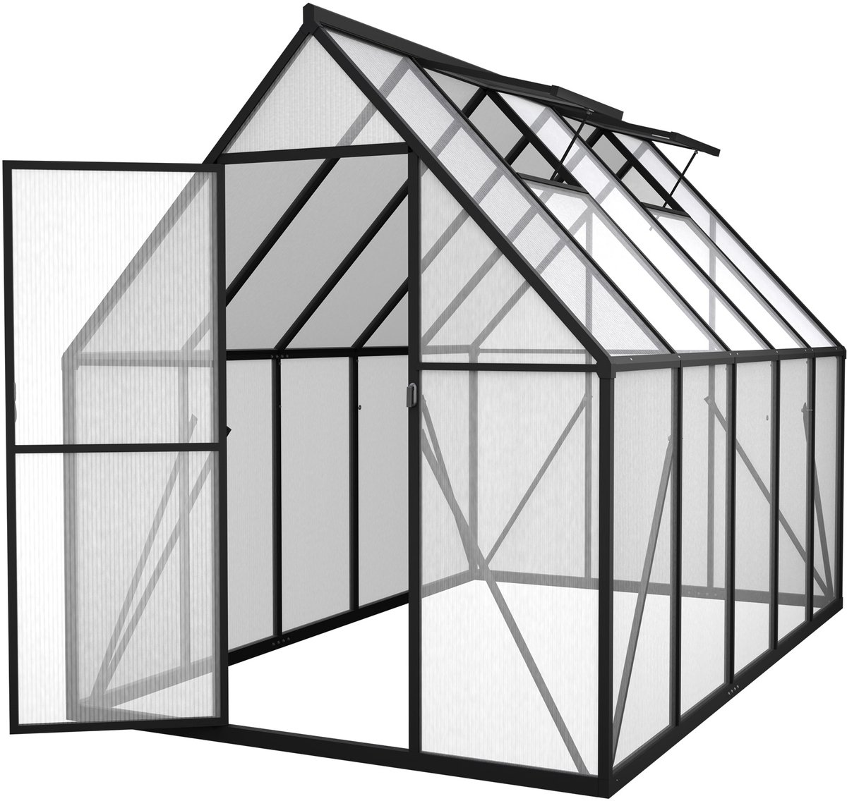 Aufun Kas Aluminium met Broeikas Fundering 280x180x195 cm Kas Tuin Koud Kaas Tuin Kas voor Buiten Kas Bouwpakket met Tunneldeur voor Tuinplantenteelt (6x10FT)