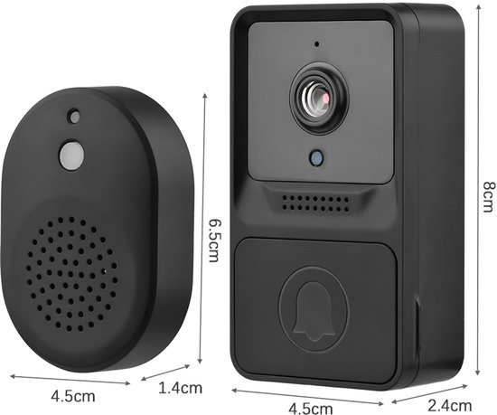 1080P slimme draadloze videodeurbel, videodeurbel met laag vermogen, draadloze deurbel met nachtzicht en HD-deurbel - met infrarood nachtzicht, tweerichtingsaudio en realtime bewaking (zwart) — afbeelding 5