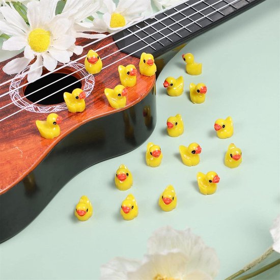 120st Mini Resin Ducks, Mini Resin Figure Ducks Mini Hars Eenden Bedels for Craft Home Prank Game Poppenhuis School Project Landschap Aquarium (Geel