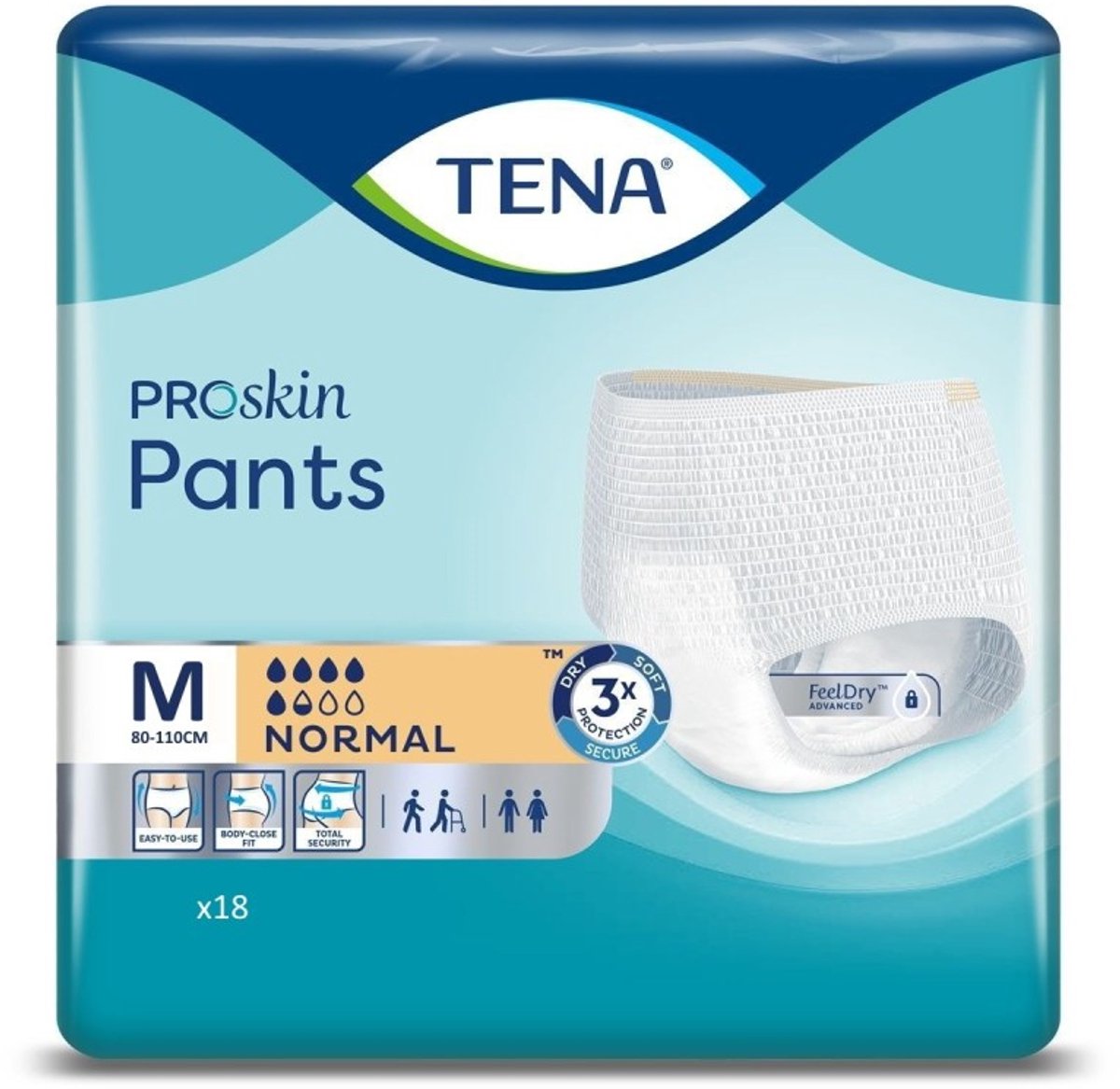 Bol.com TENA ProSkin Pants Normal M - Incontinentiebroekjes - 18 stuks - omtrek taille 80 cm tot 110 cm aanbieding