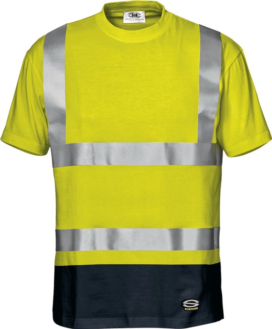 T-shirt de travail réfléchissant Hi visibilité à manches courtes SIR SAFETY MARILENE HOMME Jaune Blauw - Antistatique - 180 g/m² - Bande réfléchissante