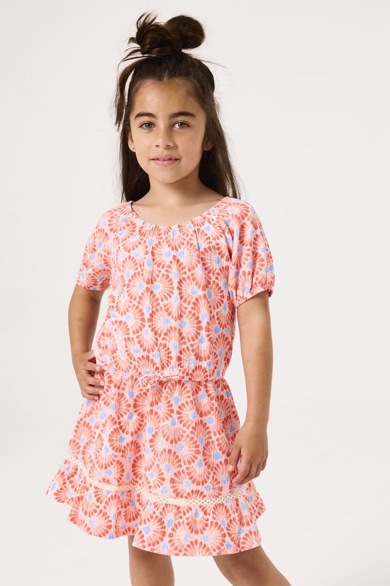 Robe GARCIA Filles , imprimé intégral, rose, manches courtes