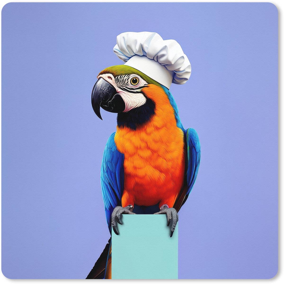 Muismat XXL 80x80 cm - Bureau onderlegger - Bureau mat Papegaai - Koksmuts - Vogel - Leuk - Bureaumat - Gaming mousepad xl - Bureaulegger groot - Computer deskmat