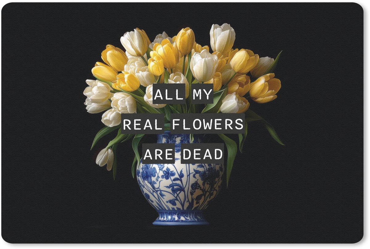 Muismat 27x18 cm - Mousepad Quotes - Bloem - Tulp - Geel - Muismatten