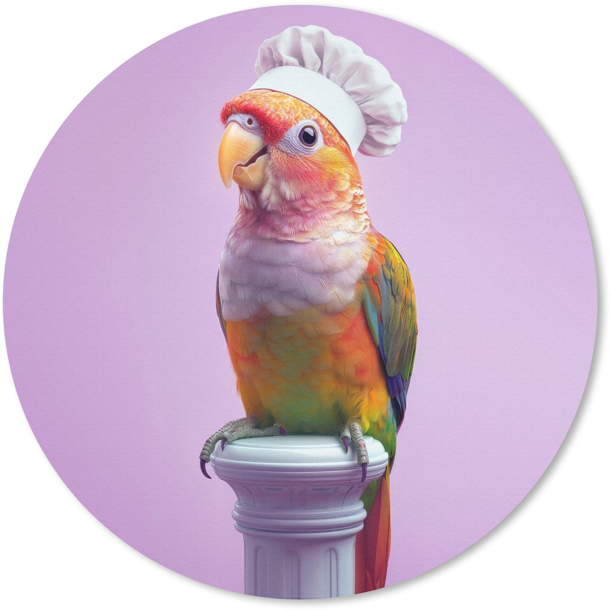 Muismat rond 30x30 cm - Mousepad Papegaai - Koksmuts - Pilaar - Vogel - Ronde muismatten