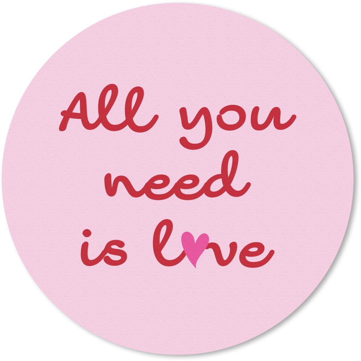 Muismat rond 40x40 cm - Mousepad Tekst - Roze - Love - Hart - Ronde muismatten