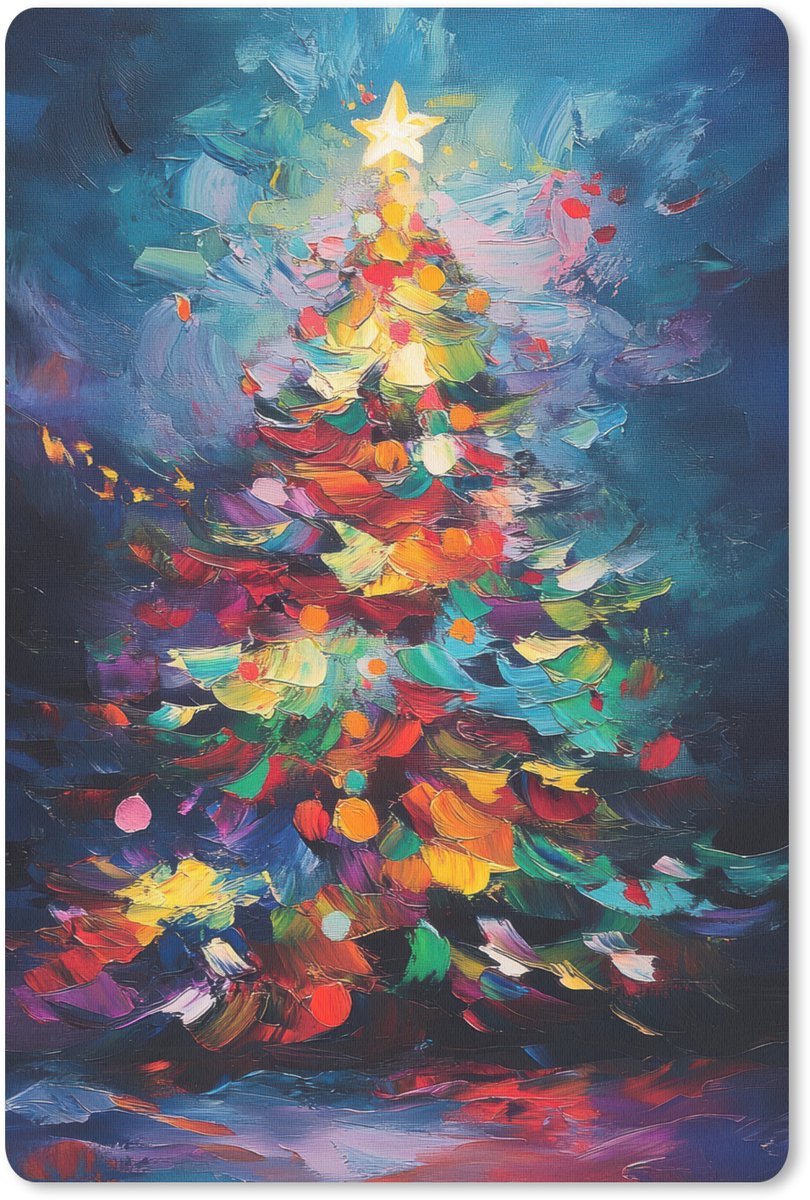Muismat 18x27 cm - Mousepad Kerstboom - Kerst - Abstract - Kleurrijk - Muismatten