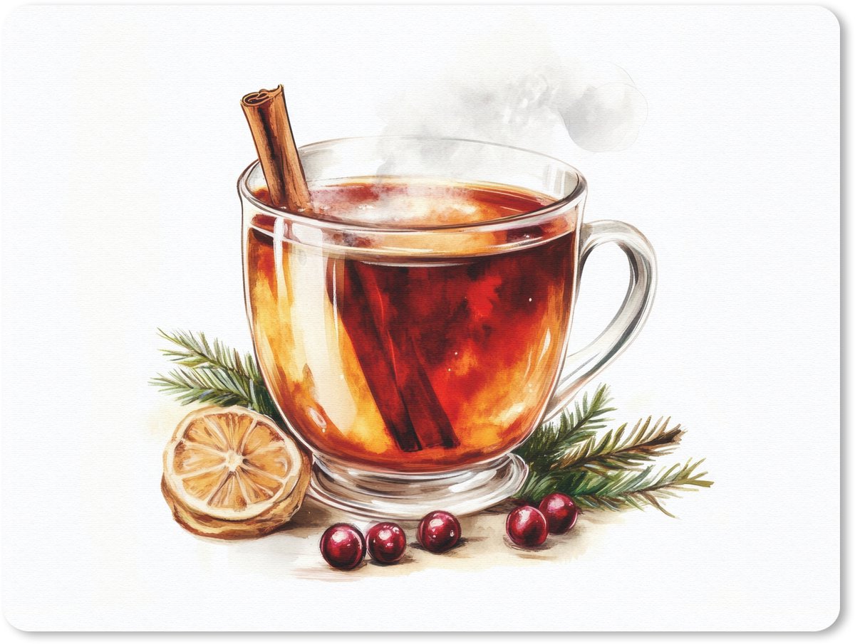 Muismat 23x19 cm - Mousepad Thee - Warm - Winter - Sfeer - Muismatten