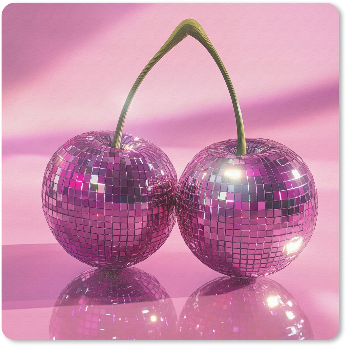 Muismat 20x20 cm - Mousepad Glitter - Discobol - Roze - Kersen - Muismatten