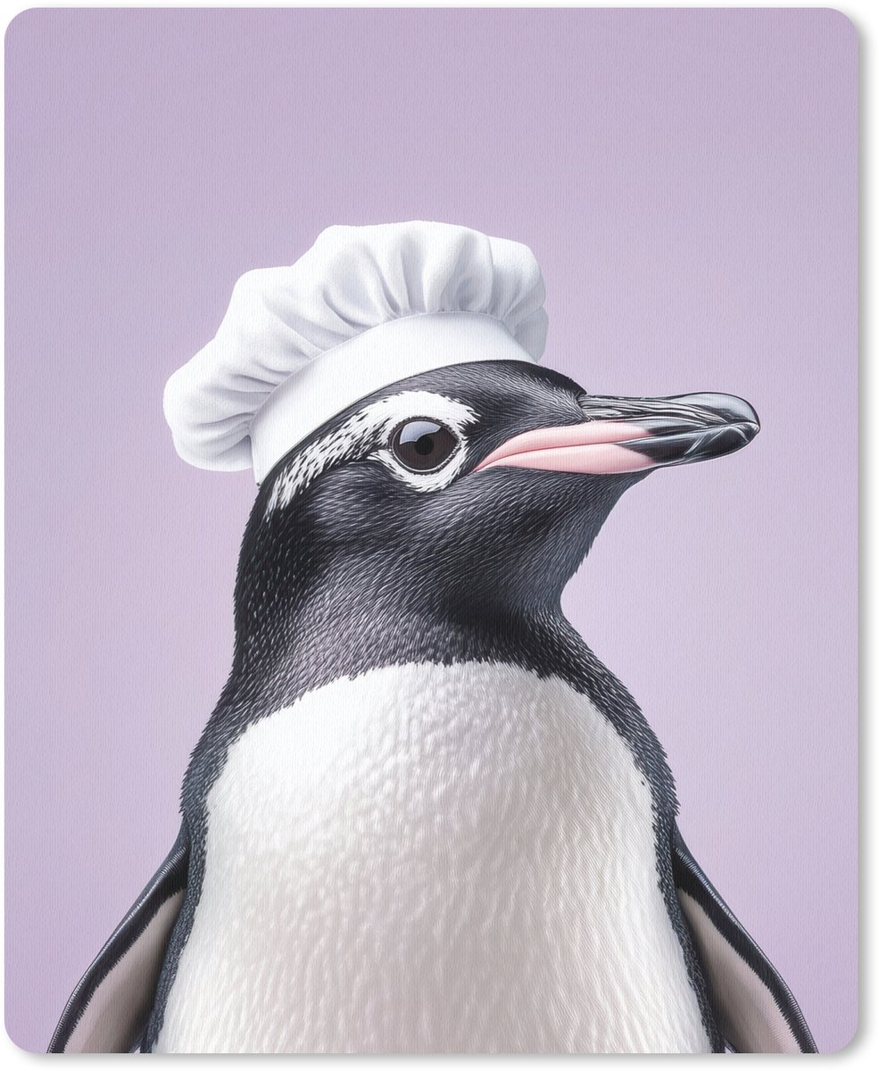 Muismat 19x23 cm - Mousepad Pinguïn - Koksmuts - Lief - Paars - Muismatten
