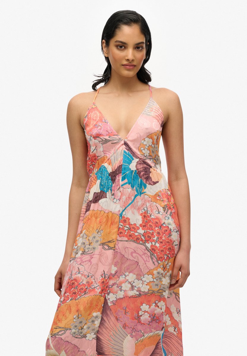 Superdry Jurk met jacquardprint en zakdoekzoom Dames Jurken Koraal