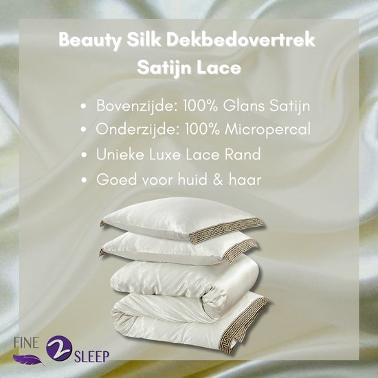 Housse de couette Beauty Silk Satin Dentelle Off White 140x200/220 + 1 taie d'oreiller