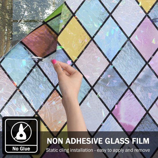 FEOMOS Buntglas Fensterfolie, Sichtschutzfolie für Fenster, Regenbogen