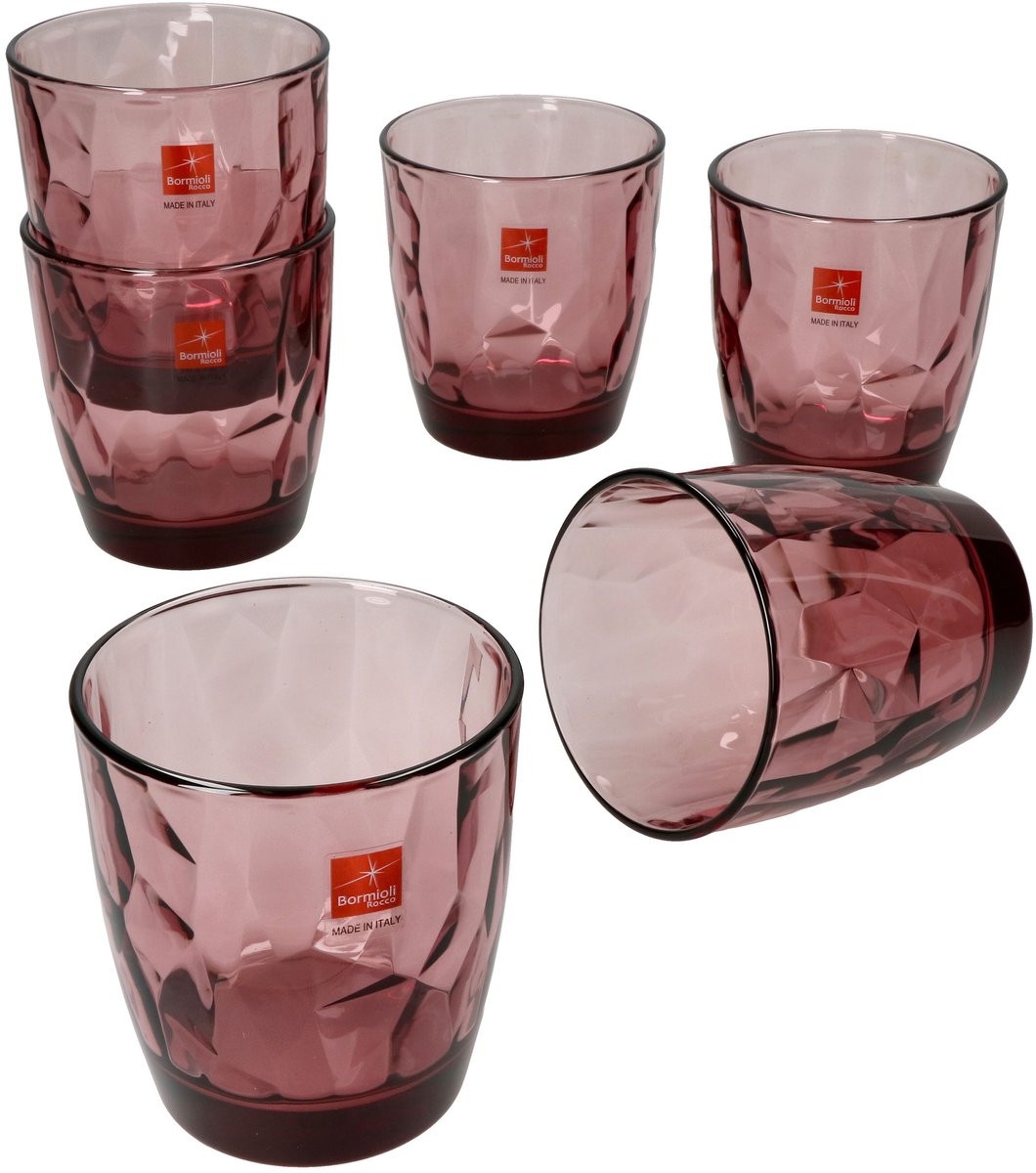Set van 6 Diamond Rock paarse whiskyglazen 30.5 cl - 4027013