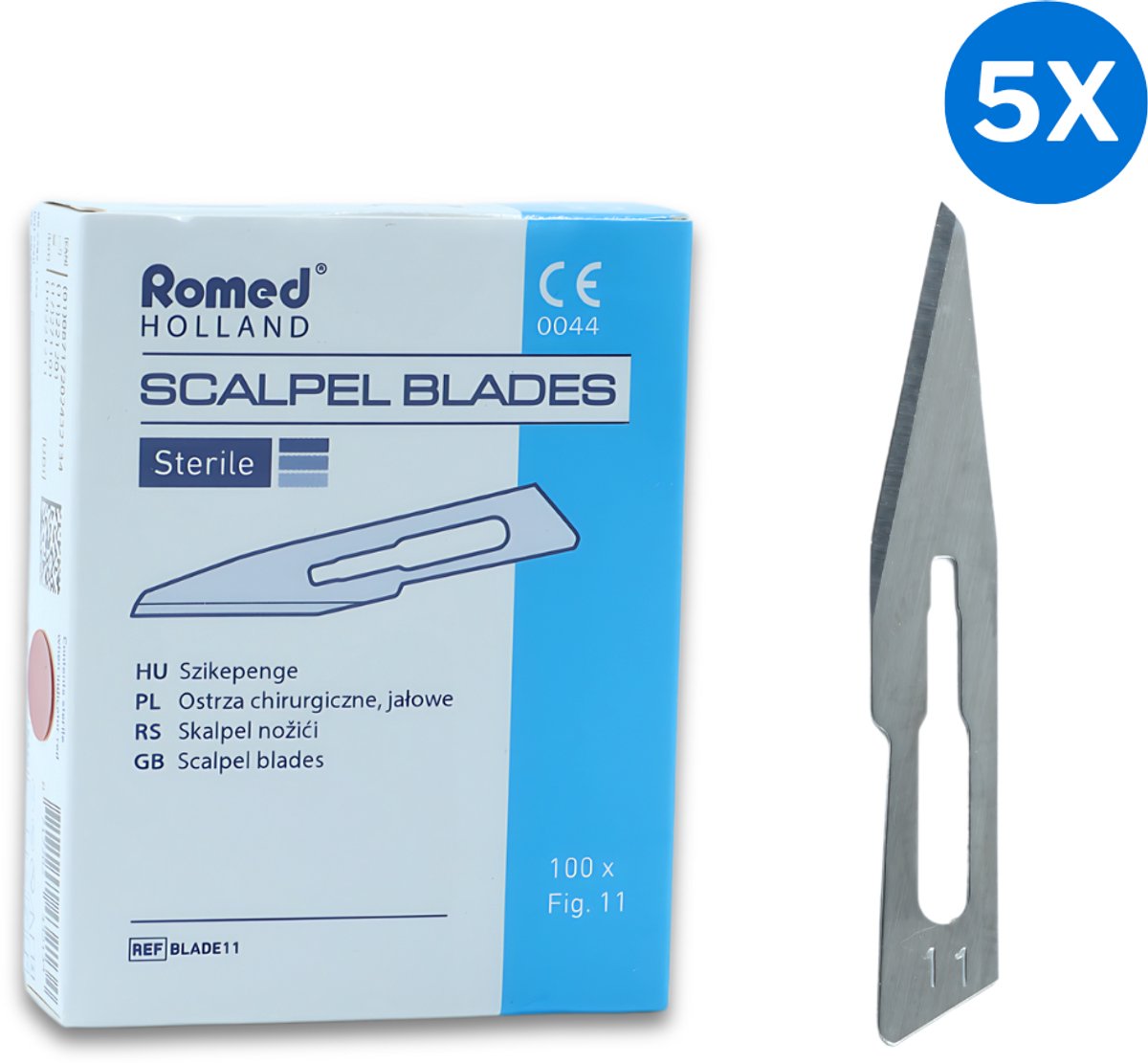 Goedkoopste Romed scalpelmesjes nr. 11 steriel - Set van 5 doosjes Romed