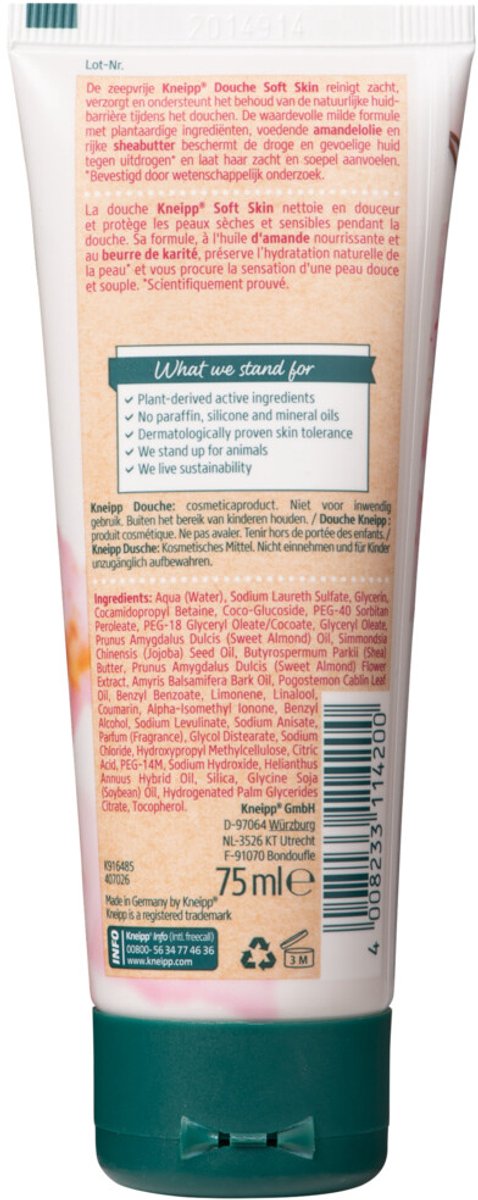 Goedkoopste 4x Kneipp Mini Douche Soft Skin 75 ml