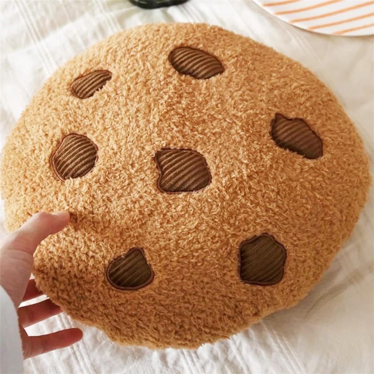 Ibenzoa Grappig Chocoladekoekjesvormig Pluche Kussen voor Decoratie en Comfort in Huis Bruin