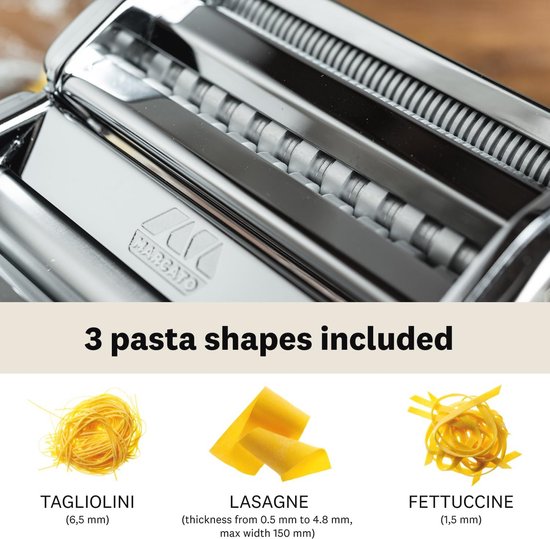 Zelfgemaakte pastamachine voor lasagne, fettuccine en tagliolini - Verchroomd staal, 150 mm breed van Marcato — afbeelding 5