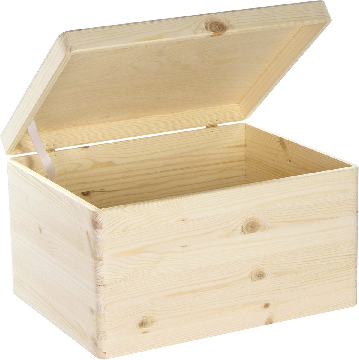 Multifunctionele Houten Opbergdoos met Deksel - 40x30x24cm, Natuurkleur, FSC® Gecertificeerd