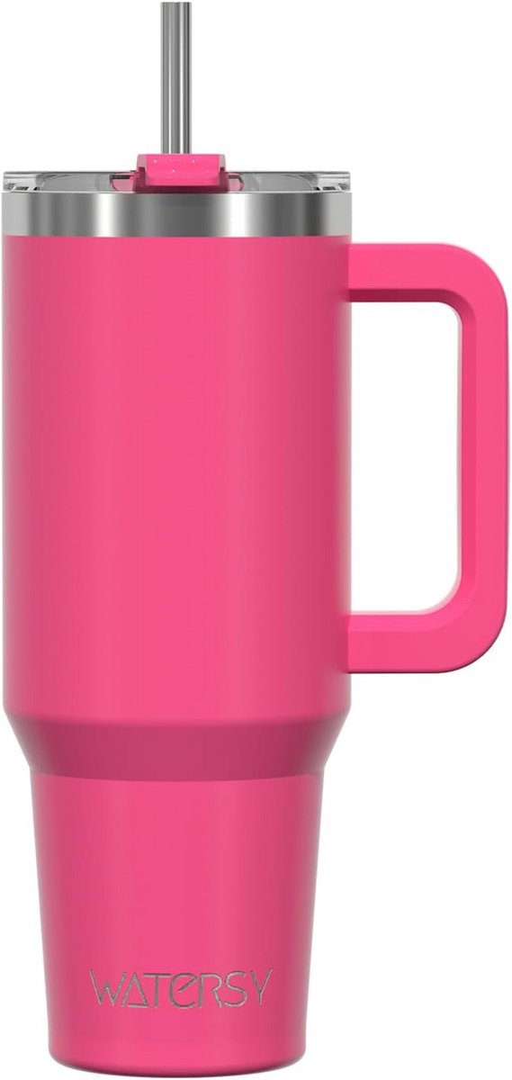 Dubbelwandige Koffiebeker 0,9L - Thermosbeker met Rietje, Lekvrij en Draagbaar voor Warm en Koud