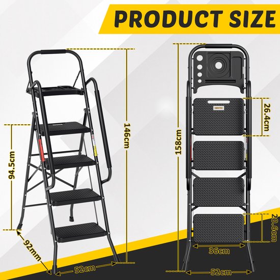 4-staps aluminium vouwladder antislip draagbare ladder voor thuis maximale belasting 150kg gebruik in keuken thuiskantoor (zilver