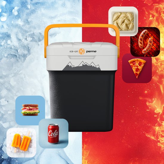 PEME Essential Elektrische Koelbox, 25,7 liter, 12V, 220/230 Volt AC/DC, Aansluiting voor Auto en Camping, thermo-elektrisch Frigobox - ggrafiet/oranje van Merkloos — afbeelding 5