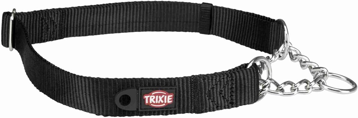 Verstelbare hondenhalsband zwart 35-50 cm - Premium nylon choker