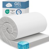 Surmatelas gel ELONEO 100x200cm, surmatelas en mousse à mémoire de forme gel de 8 cm de hauteur, housse en maille 3D respirante, surmatelas confortable pour lit et sommier tapissier avec boucles d'angle
