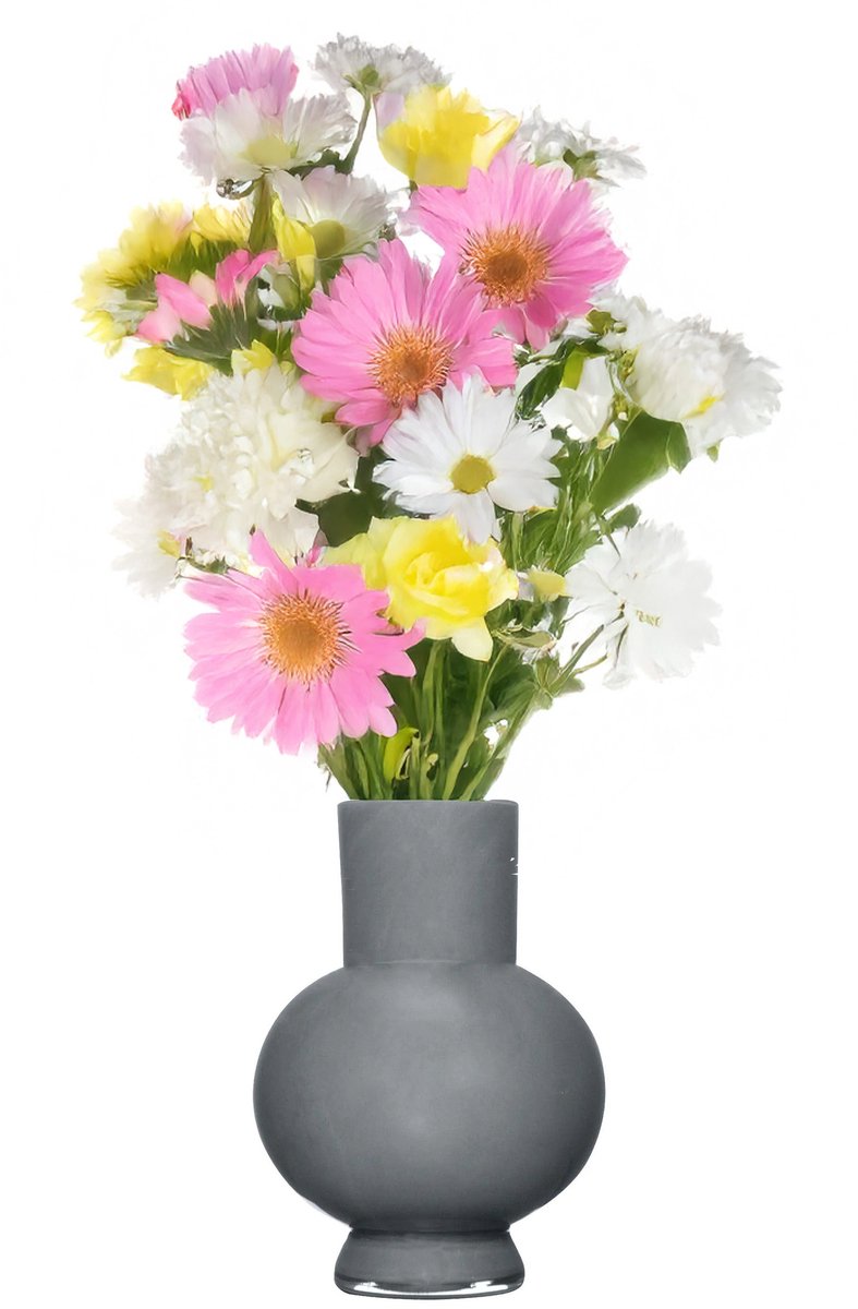 Hakbijl Glass Bloemenvaas Deborah - donker Grijs - glas - D20 x H 26 cm