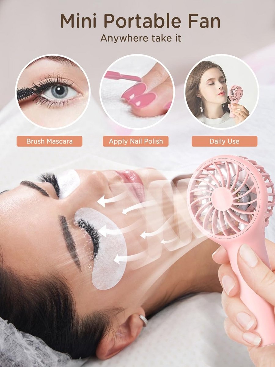Mini Draagbare Ventilator - Handheld Ventilator met 12 Uur Koeltijd, 3 Snelheden, USB-C Oplaadbare Batterij, Perfect voor Reizen en Make-up