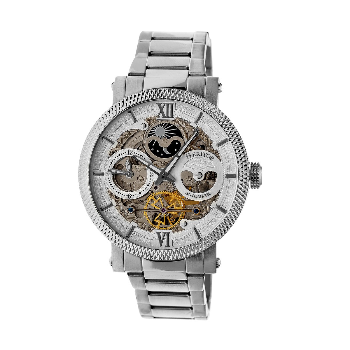 Heritor Automatic Aries Skeleton Dial Armbandhorloge - Zilver-Wit
