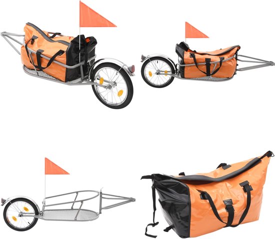 Zwart Gele Fietstrailer ② VidaXL Fietstrailer 45 Kg Ijzer Zwart En Oranje - Accessoires Vélo | Remorques Trekhaak Fietskar