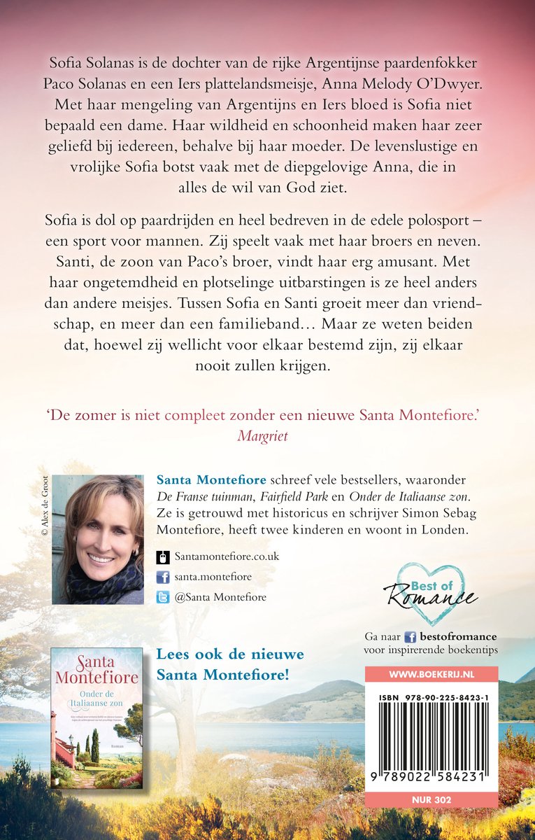 Achterkant van het boek "Onder de ombu-boom" met foto van de auteur, samenvatting en uitgeverdetails.