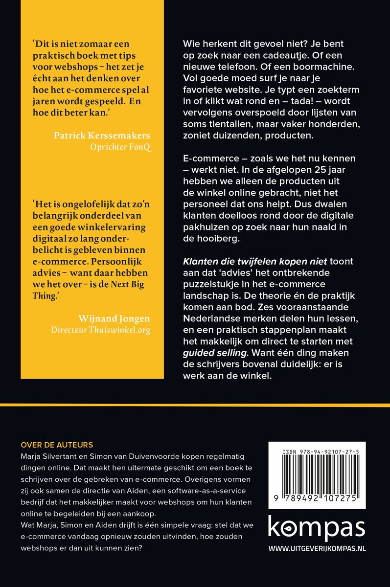 Klanten die twijfelen kopen niet - back cover
