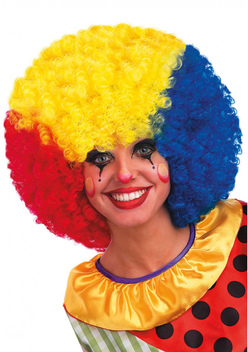 Carnival Toys Clownspruik Synthetisch Geel/rood/blauw One-size
