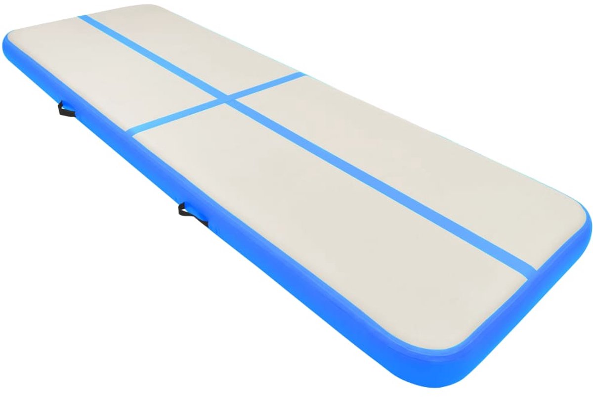Airtrack - 4 Meter – Opblaasbare Gymnastiekmat - Turnmat - Speelmat - Speelmat - Yogamat - Luchtmat voor Turnen - Waterdicht - Inclusief Pomp - Blauw