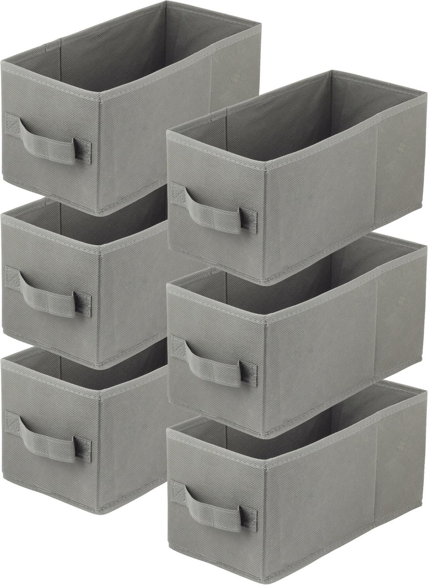 LAVITA® Opbergmand Textiel - 15x31x15 Donkergrijs 6 Stuks - Opbergbox Kast Organizer Opbergdoos - Kastlade Verdeler Voor Kleding Ondergoed Badkamer Kledingkast - Vouwdoos Stoffen Doos Opbergdozen