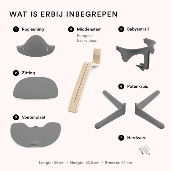Stokke Nomi stoel met babyset, grijs - Stimuleert actief zitten en biedt ondersteuning als je baby leert zitten - Kan tot 150 kg dragen van Stokke — afbeelding 2